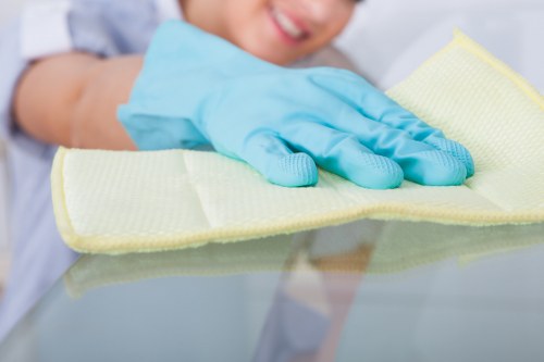 Waste and cleaning materials being handled in accordance with regulations